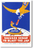 Salvage Scrap To Blast The Jap - NEW Vintage WW2 Reprint Poster