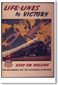 Life Lines to Victory - NEW Vintage Reprint Poster