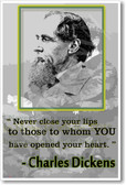 Never Close your Lips - Charles Dickens - NEW Famous Person Poster