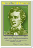 Henry David Thoreau "As you simplify your life" American Author Classroom POSTER