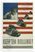 Keep Em Rollin WWII Welder Tanks American Flag Vintage 12x18 US Made Poster