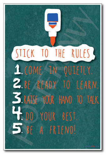 White Glue Bottle - Stick To The Rules - NEW Classroom Rules PosterEnvy Poster