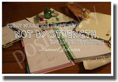 Open books - Great Works Are Performed Not By Strength but By Perseverance - Samuel Johnson - NEW Classroom Motivational PosterEnvy Poster