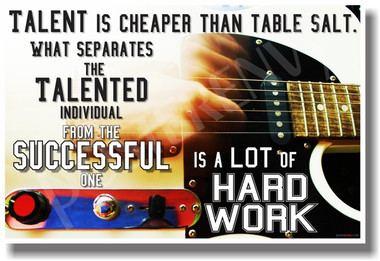 Electric Guitar Guitarist Practice - Stephen King Quote - Talent Is Cheaper Than Table Salt What Separates the Talented Individual from the Successful is a Lot of Hard Work - NEW Classroom Motivational PosterEnvy Poster