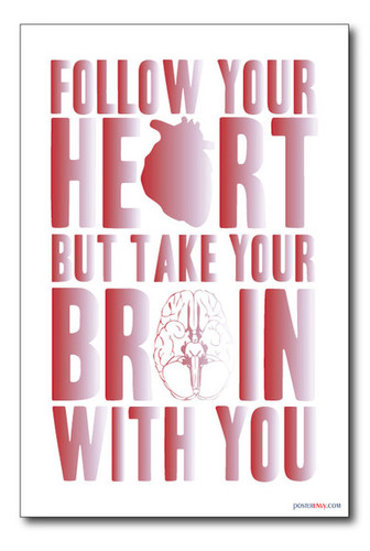 Follow Your Heart But Take Your Brain With You 2 - NEW Classroom Motivational PosterEnvy Poster Love Relationships Emotional