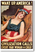 Wake Up America - Civilization Calls - NEW Vintage Reprint Poster