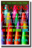 We Could Learn a lot from Crayons - NEW Classroom Motivational Poster