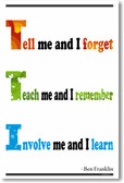 Tell Me and I Forget - Ben Franklin - NEW Classroom Motivational Poster