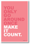 You Only Go Around Once, Make It Count - NEW Classroom Motivational Poster