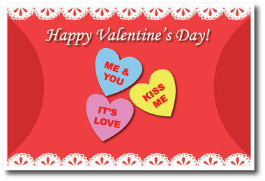Happy Valentine's Day heart candies Holiday Classroom Poster