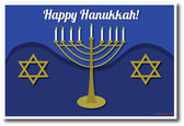 Happy Hanukkah - Star of David Menorah Festival of Lights Classroom Holiday PosterEnvy Poster