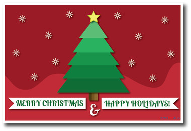Merry Christmas & Happy Holidays Christmas Tree and Snow Falling Holiday Poster