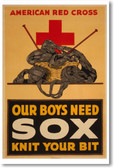 Our Boys Need Sox - Red Cross - NEW Vintage Reprint Poster