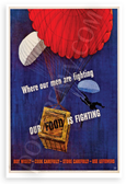 Where Our Men Are Fighting Our Food Is Fighting WWII Vintage 12x18 US Made Poster