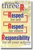 Follow the 3 R's - Respect for Self, Respect for Self, Responsibility for All Your Actions - Dalai Lama