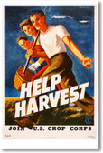 Help Harvest - NEW Vintage Reprint Poster