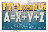 If A=Success Then A=X+Y+Z Work Play Keep Mouth Shut Funny Math 12x18 US Made Poster