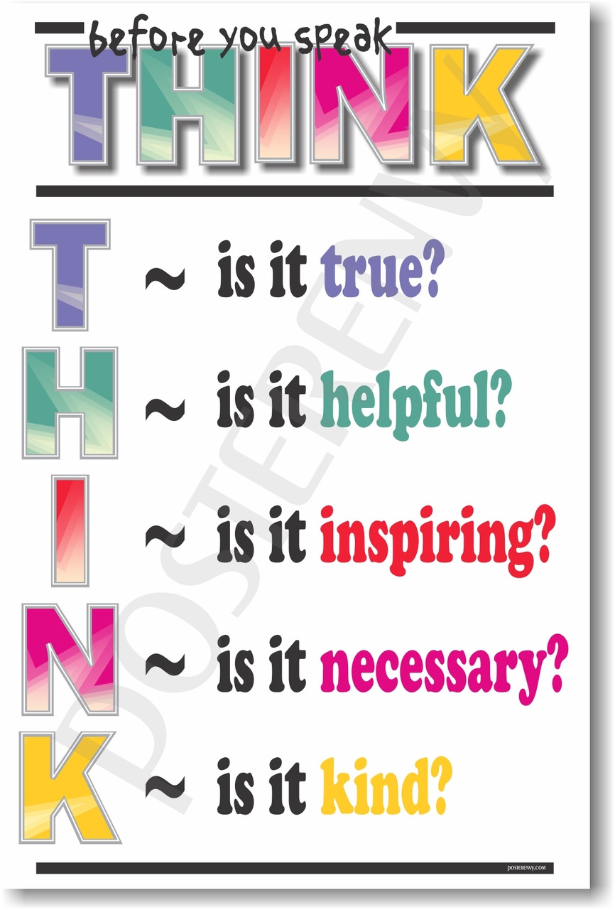 Think Before You Speak Classroom Motivational Poster