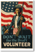 Don't Wait for the Draft - NEW Vintage Reprint Poster