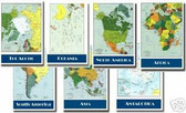 Educational - 7 Poster Set - Maps of the Continents - Classroom Geography Poster Print Gift