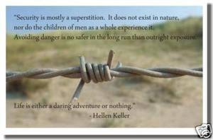 Life is Either a Daring Adventure or Nothing - Helen Keller - Classroom Motivational Poster Print Gift