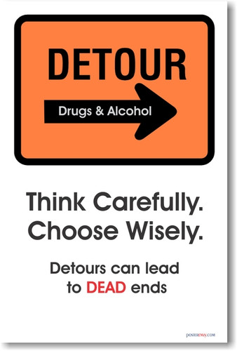 DETOUR (Drugs & Alcohol) Think Carefully, Choose Wisely - Classroom Health Poster Print Gift