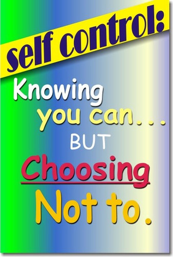 Self Control - Knowing You Can But Choosing Not To - Poster Motivational Poster Print Gift