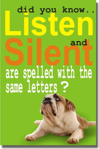 Silent & Listen Spelled with the Same Letters - Classroom Motivational Poster Print Gift