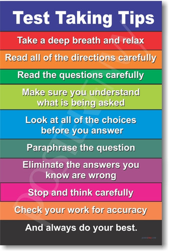 Test Taking Tips - Classroom Guide Poster Print Gift