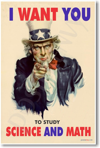  I Want You to Study Science & Math - Classroom Motivational Poster Print Gift
