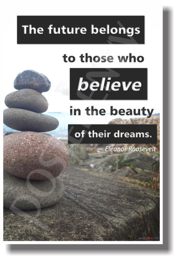 Pile of Stones - The Future Belongs To Those Who Believe In the Beauty of Their Dreams - Eleanor Roosevelt - NEW Classroom Motivational PosterEnvy Poster