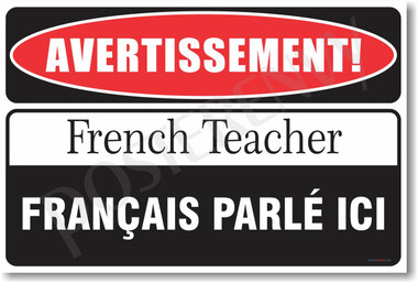 Warning French Grammar Teacher Poster Print Gift