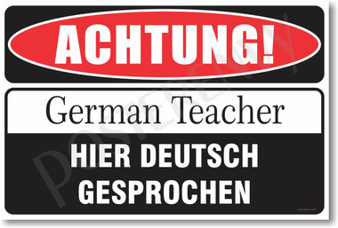 Warning German Teacher Poster Print Gift