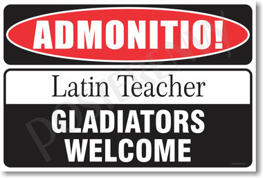 Warning Latin Teacher 2 Poster Print Gift
