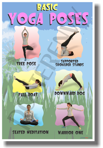 Basic Yoga Poses - Health and Fitness Poster Print Gift
