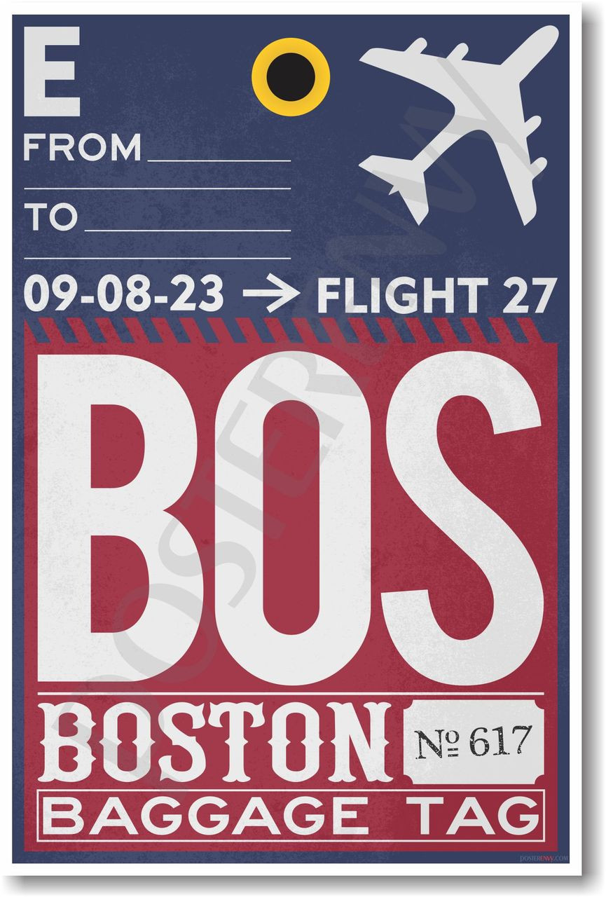 Posterenvy Bos Boston Airport Tag New World Travel Poster Tr480<script async src=