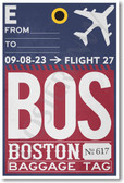 BOS - Boston Airport Tag - Travel Poster Print Gift