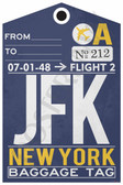 JFK - NYC Airport Baggage Tag - Poster Print Gift