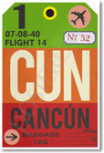 CUN - Cancun - Airport Tag - NEW World Travel Poster (tr495)