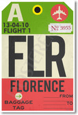 FLR - Florence - Airport Tag - NEW World Travel Poster