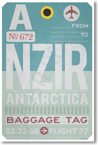 NZIR - Antarctica - Airport Tag world travel Poster