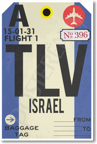 TLV Israel Airport Tag NEW World Travel Art PosterEnvy Poster (tr507)