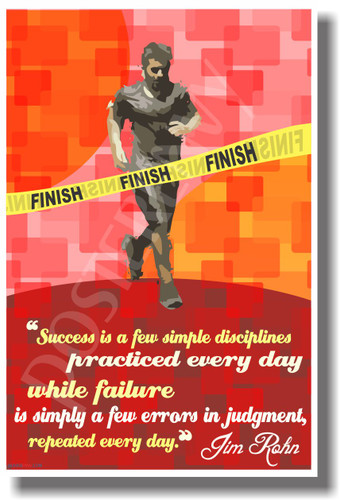 Success Is a Few Simple Disciplines Practiced Everyday - Jim Rohn (Red) - NEW Classroom Motivational Quote PosterEnvy Poster