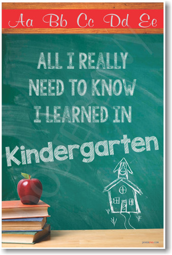 Schoolhouse Chalkboard - All I Really Need To Know I Learned In Kindergarten - NEW Classroom Motivational PosterEnvy Poster