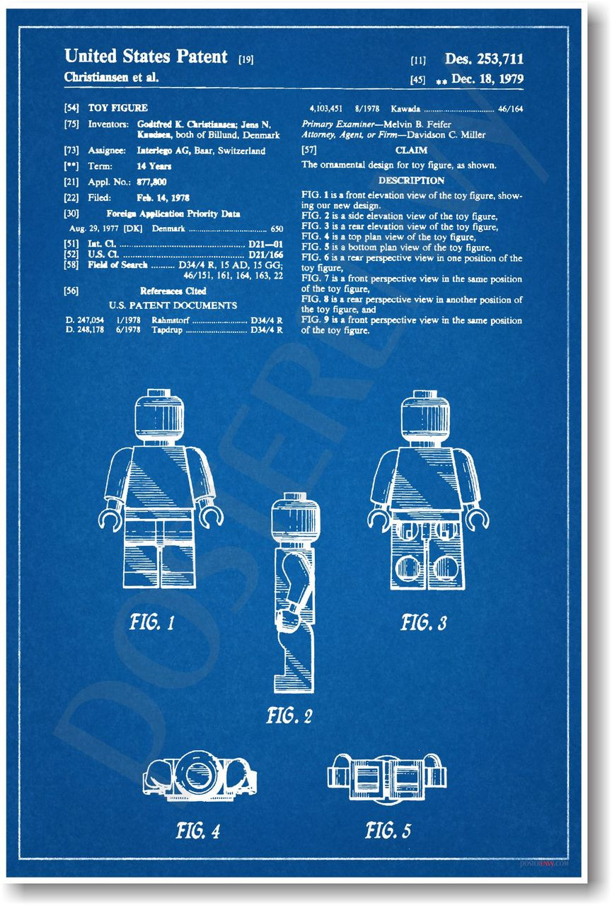 Legoman Jouet Figure Patent Impression Art Poster Blueprint 8.5 x 11 Blueprint