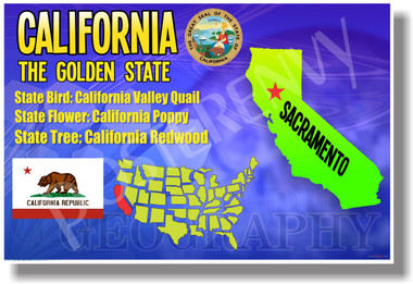 California Geography - NEW U.S. States Social Studies Travel PosterEnvy Poster (tr522)