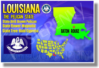 Louisiana Geography - NEW U.S Travel Poster (tr528)