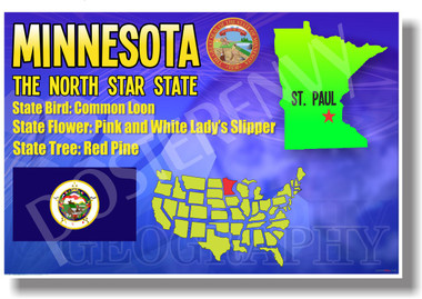 Minnesota Geography - NEW U.S Travel Poster (tr532)