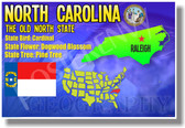 North Carolina Geography - NEW U.S Travel Poster (tr541)