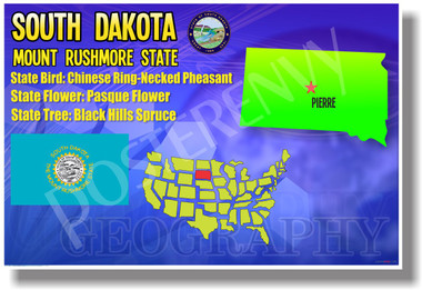 South Dakota Geography - NEW U.S Travel Poster (tr548)
